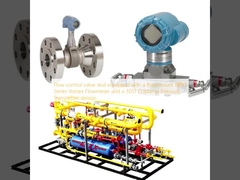 Slip katup kontrol aliran dilengkapi dengan Rosemount 8800 Series Vortex Flowmeter dan 3051 Coplanar Pressure Transmitter sensor.