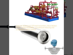 Emerson Rosemount 520 level transmitter, Micro Motion F025S Coriolis flowmeter dan stasiun pengurangan tekanan dan kontrol suhu